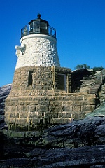 Castle Hill Light Built on Side of Rock Ledge